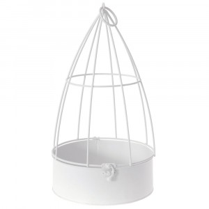 Метална клетка за цветя, бяла, 21Х39СМ