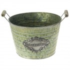 Метална кашпа зелена, диаметър 25Χ17СМ