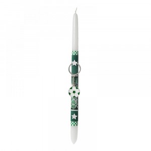 Свещ декор с ключодържател топка, зелена