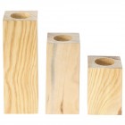 Свещници дърво, натурал, к-т 3 бр