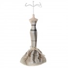 Стойка за бижута манекен бежаво каре рокля дълга1 9Χ9Χ33 CM