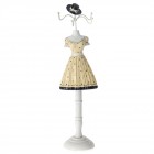 Стойка за бижута манекен  жълта рокля на точки и шапка 9Χ9Χ36 CM