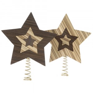 Дървени орнаменти звезда връх на елха, 20СМ, два цвята