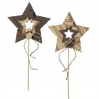 К-т от 2бр дървени орнаменти звезда на клечка, 27СМ