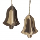 К-т от 2бр висящи дървени камбанки, 10СМ, кафяво