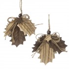 Висящи дървени листа, сноп, комплект от 2 бр., 11 см
