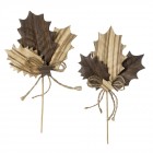 Дървени листа на клечка, к-т 2 бр., кафяво, 12х28 см