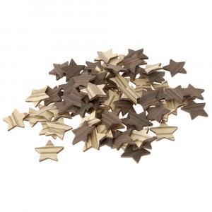 Дървени звезди за декорация, кафяви, 80 бр., 3 см