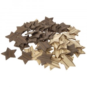 Дървени звезди за декорация, кафяви, 60 бр., 4 см