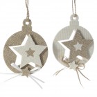 К-т 2 бр. триизмерни висящи елементи, звезди, беж, 10 см