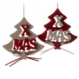 Висяща декорация филц, елхи, к-т от 2бр, 3D, 10СМ