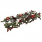 Коледна аранжировка дърва, червени топчета и 4 свещници чашки стъкло 30Х14Х8СМ