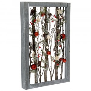 Декорация рамка дърво с коледна украса 37Х57СМ