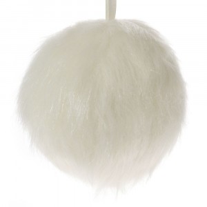 Висяща топка от мъх, бяла, Ф12 см