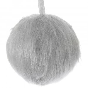 Декоративна топка , косъм, сребро, Ф 10 см