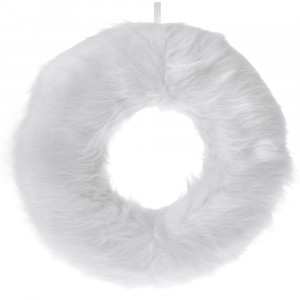Венец от мъх и пера, бял Ф 51 см
