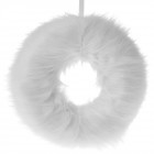 Венец от мъх и пера, бял, Ф 36 см