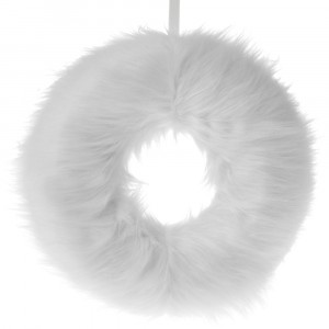 Венец от мъх и пера, бял, Ф 36 см