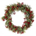 Елхови венец с червени топчета, 70 см