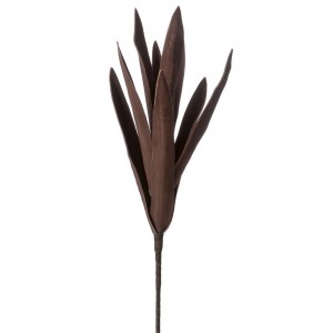 Клонка изкуствени силиконови листа, кафе, 75 см
