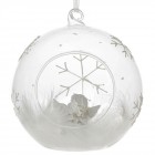 Коледна стъклена топка с ангел бяла, 12СМ