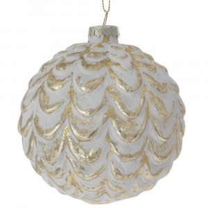 Стъклена топка,шишарка, злато,к-т 4 бр., 10 см