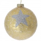 Стъклена топка, златна с брокатена звезда, к-т 4 бр. 10 см