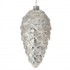 Стъклена шишарка, сребро, к-т 4 бр., 7х15 см