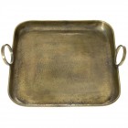 Алуминив поднос с дръжки, старо злато, 42х37 см
