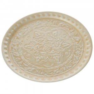 Метален поднос, крем, Ф41 см
