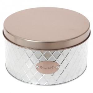 Кутия за бисквити, метал, бронзов капак, 22х12 см