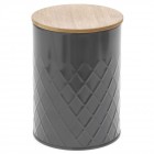 Метална кутия черна с бамбуков капак, 14х18 см