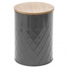 Метална кутия черна с бамбуков капак, 11х16 см