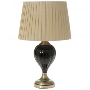 Настолна лампа с метална основа, черно и екрю, 34Х65 см