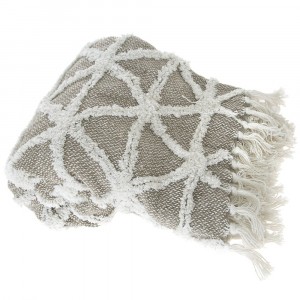 Шал 100% памук, 120X180CM бежаво на бели линии