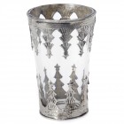 Стъклена ваза с метална декорация, Ф9х13 см