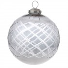 Стъклена топка сребро на бели линии к-т от 4бр, 10СМ