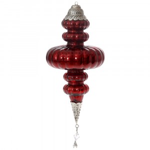 Коледен стъклен орнамент червено 17Χ33СМ