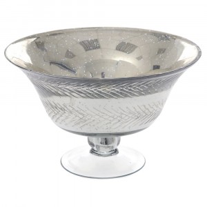Стъклена купа, метален ефект с подложка, Ф29х19 см