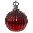 Коледен стъклен орнамент топка червено декор 10СМ