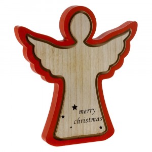 Ангел дърво червен кант 30x30СМ