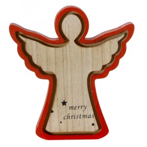 Ангел дърво червен кант 22x22СМ