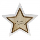 Звезда дърво бял кант 16x16СМ