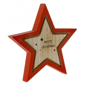 Звезда дърво червен кант 22x22СМ