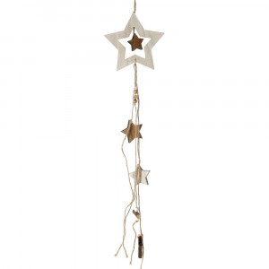 Висулка звезда, дърво, 13х65 см