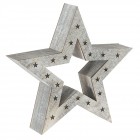 Светеща дървена фигура звезда, 36х8х35 см