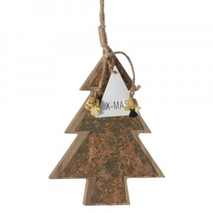 Висулка елха, дърво, кафе, 10х25 см