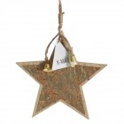 Висулка звезда, дърво, кафе, 10х25 см