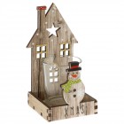 Свещник Снежко дърво, 8Х8Х15СМ