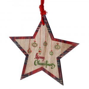 Дървена звезда за закачане  Merry Christmas 1